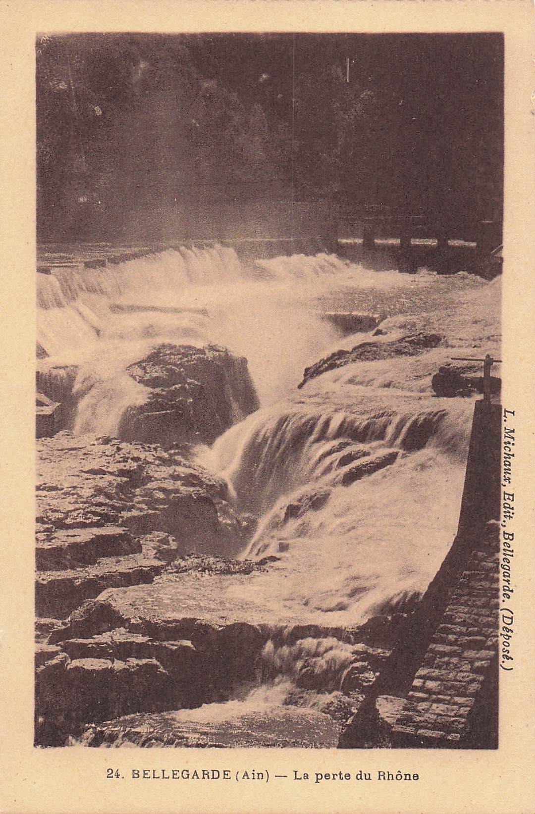 Tirage Photographique Albuminé Vintage 1885 - 'Perte Du Rhône, Bellegarde-sur-Valserine' - Format 13x22 Cm